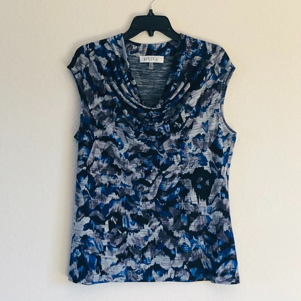 Kasper blue/gray multi blouse size L